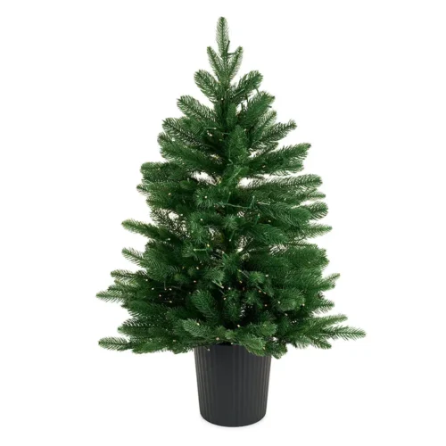 Sapin de Noël effet naturel « real touch » en pot avec 100 LED et télécommande h 90 cm – Image 8