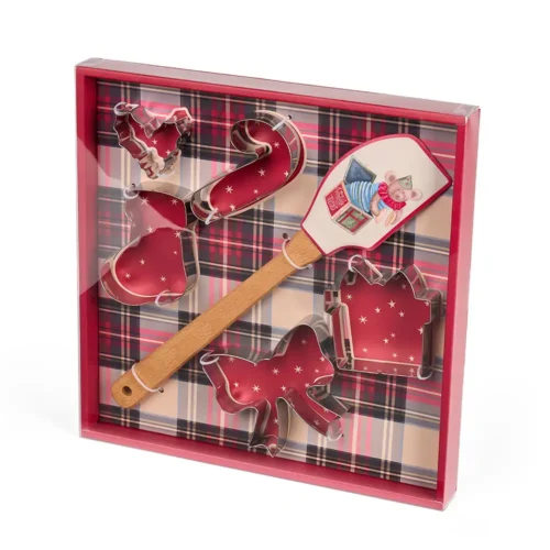 Set 6 spatole in silicone con manico in legno e stampini in acciaio