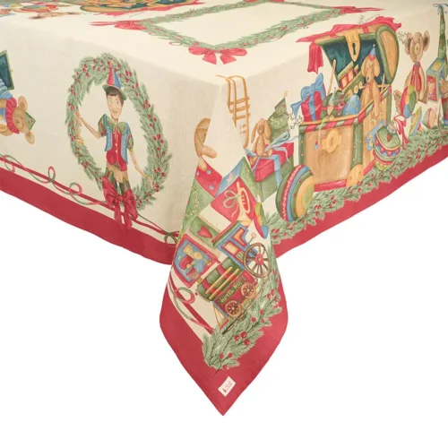 Alternative view of Tovaglia natalizia Vintage Toys in cotone 160 x 320 cm
