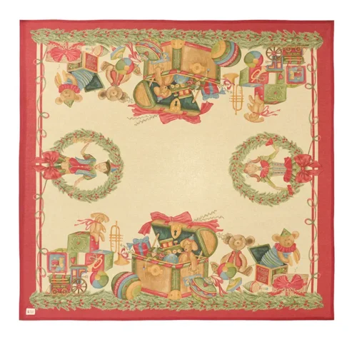 Centrotavola natalizio Vintage Toys in cotone 120 x 120 cm