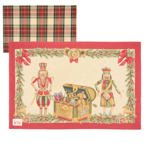 Tovaglietta americana Vintage Toys con baule e schiaccianoci in cotone 33 x 50 cm