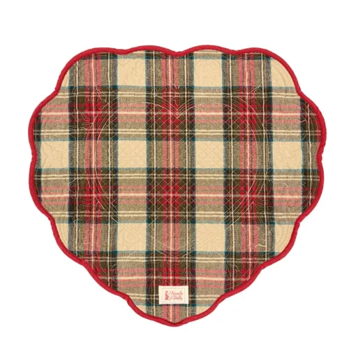 Tovaglietta americana a cuore trapuntata tartan in cotone 40 x 42 cm