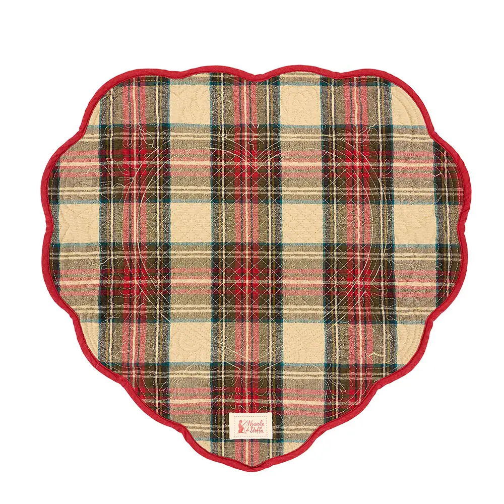 Tovaglietta americana a cuore trapuntata tartan in cotone 40 x 42 cm