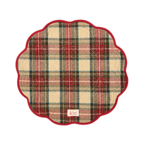 Tovaglietta americana rotonda trapuntata tartan in cotone 40 x 40 cm