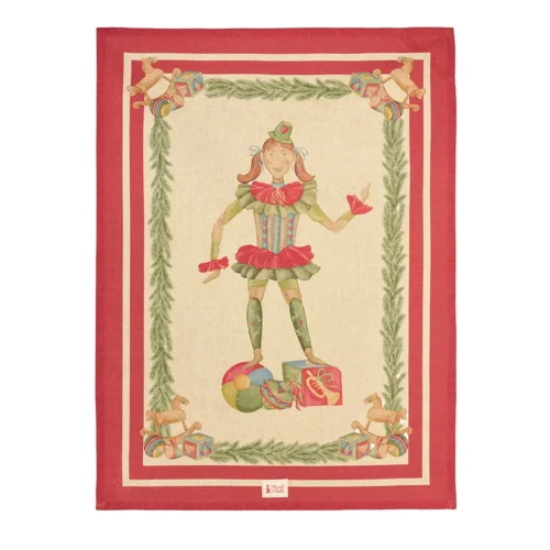 Strofinaccio natalizio Vintage Toys con burattina in cotone 50 x 70 cm