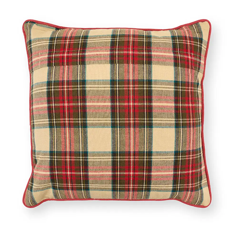 Cuscino natalizio con burattino e retro tartan 40 x 40 cm - immagine 3