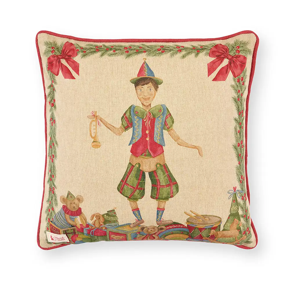 Cuscino natalizio con burattino e retro tartan 40 x 40 cm - immagine 2