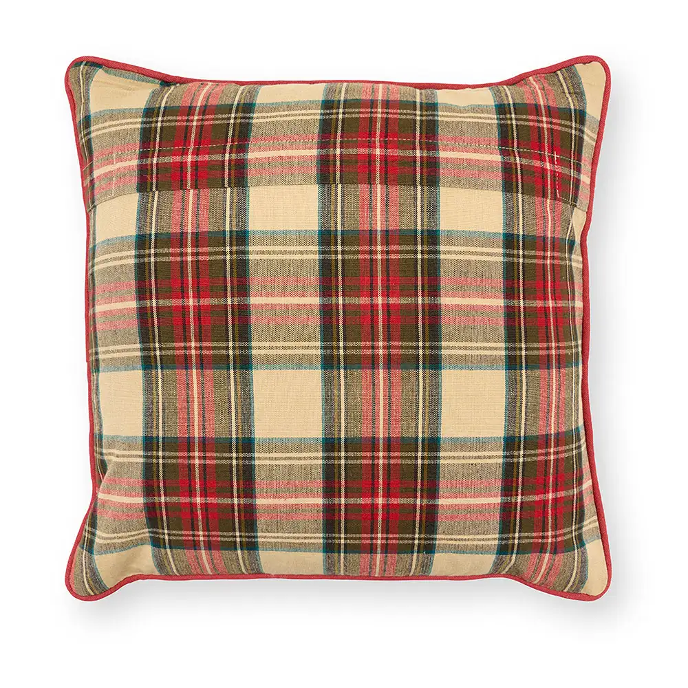 Cuscino natalizio con baule dei giocattoli e retro tartan 40 x 40 cm - immagine 3