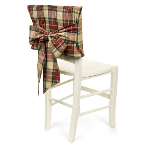 Coprisedia natalizio tartan con fiocco in cotone 50 x 30 cm