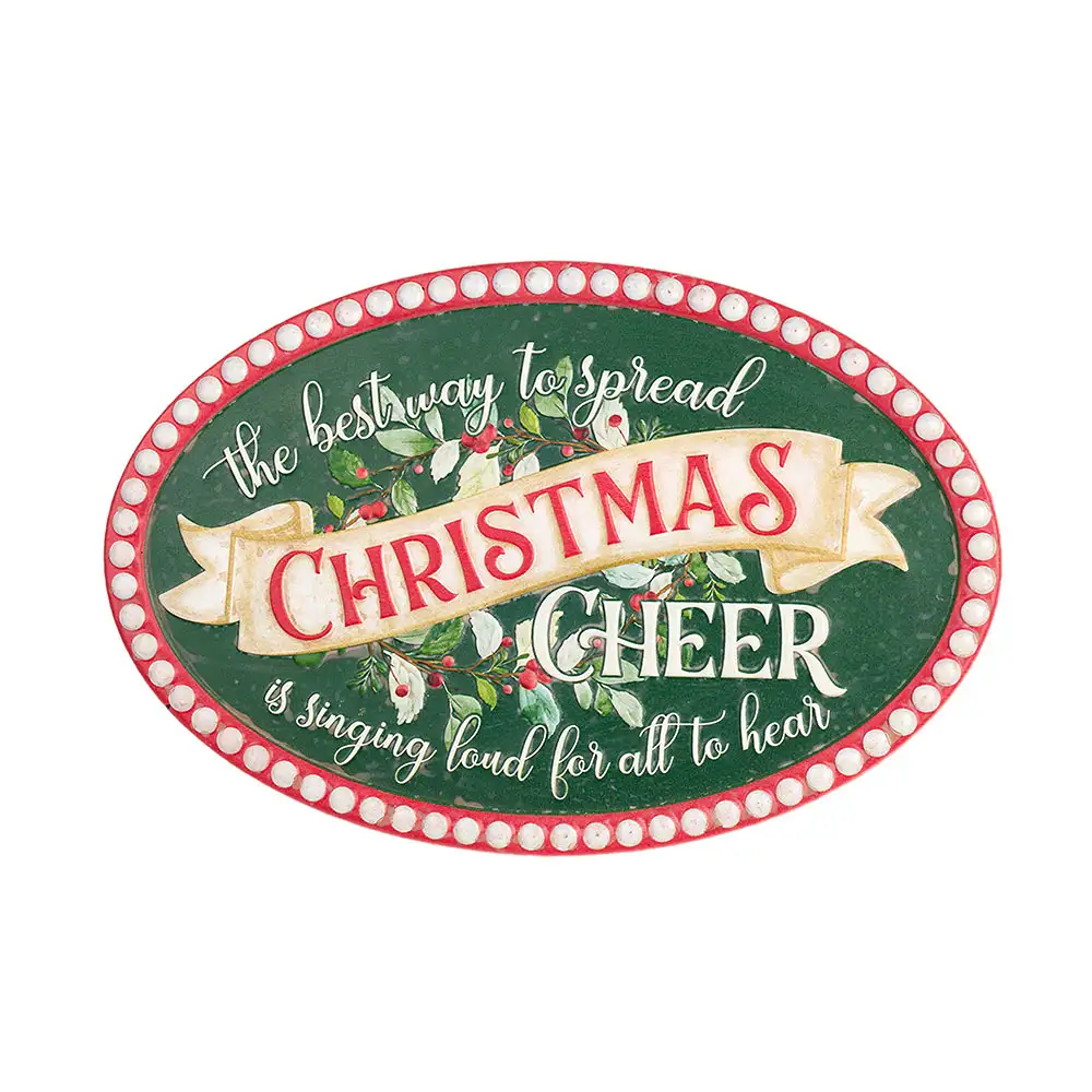 Targa natalizia Christmas Cheer in metallo 49,5 x 32,5 cm