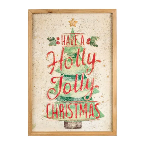 Quadro natalizio Holly Jolly in legno e metallo 35 x 50 cm - immagine 2