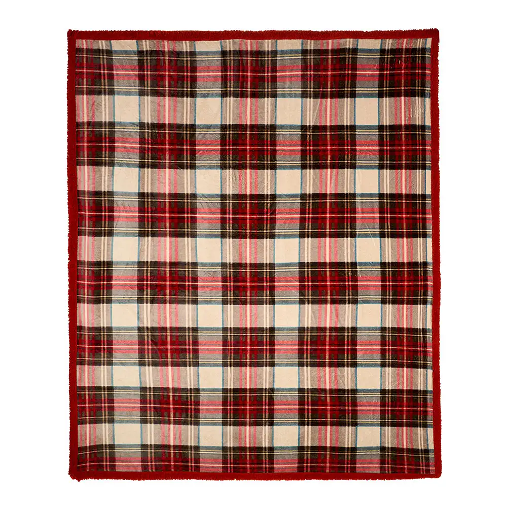 Plaid natalizio tartan con gift box 130 x 160 cm