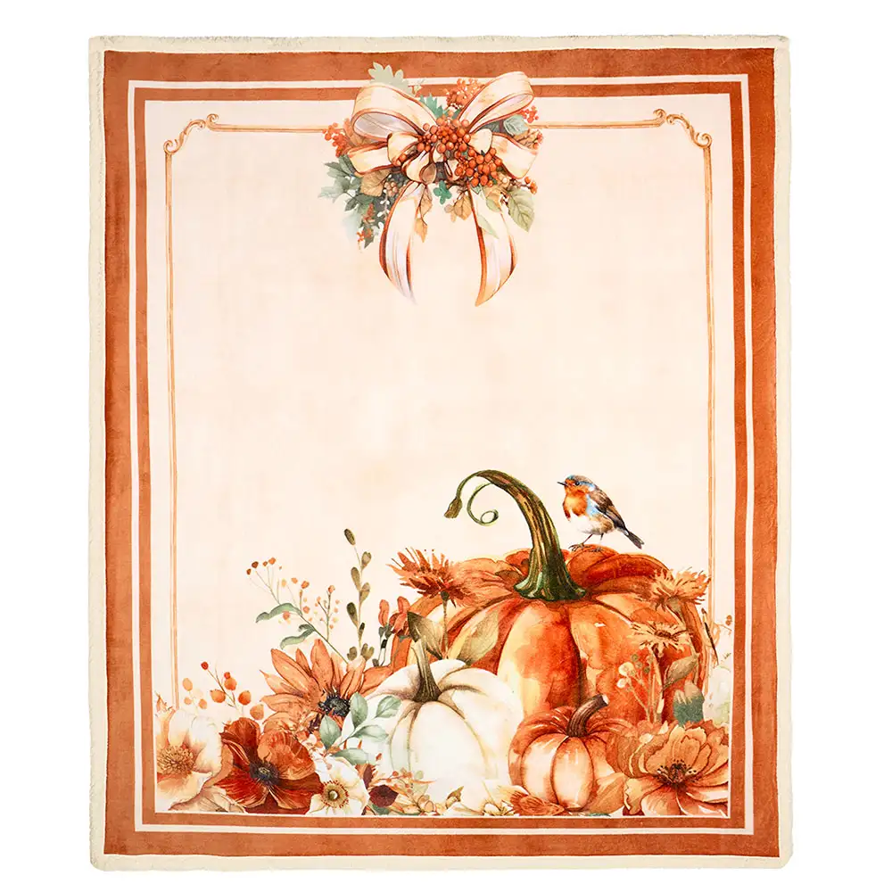 Plaid con zucche in giftbox Racconti d’Autunno 130 x 160 cm - immagine 3