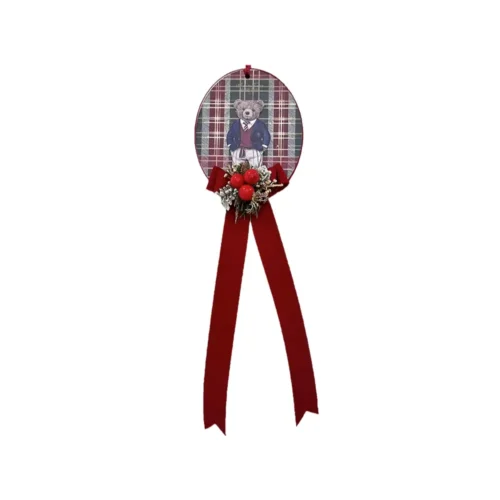 Alternative view of Medaglione Lord S tartan con fiocco e decoro floreale