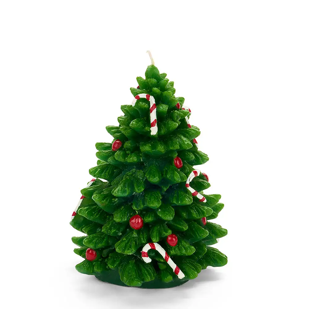 Candela albero di Natale con candy cane in paraffina 15 cm