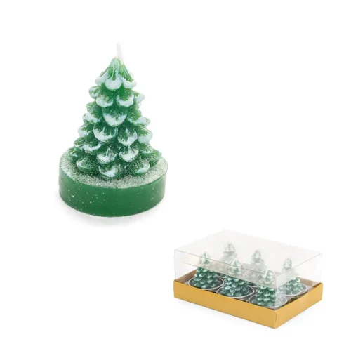 Set 6 candele t-light a forma di albero di Natale