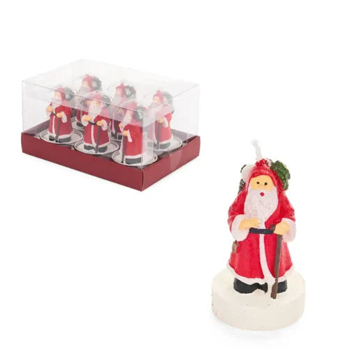 Set 6 candele t-light Babbo Natale in paraffina 140 g