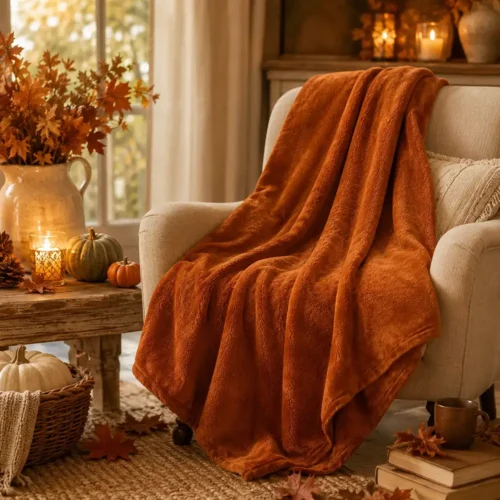 Plaid terracotta Racconti d’Autunno 130 x 160 cm