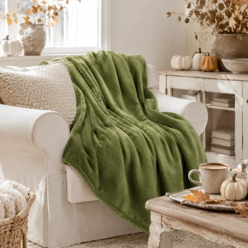 Nuvole di Stoffa Plaid verde Racconti d’Autunno 130 x 160 cm