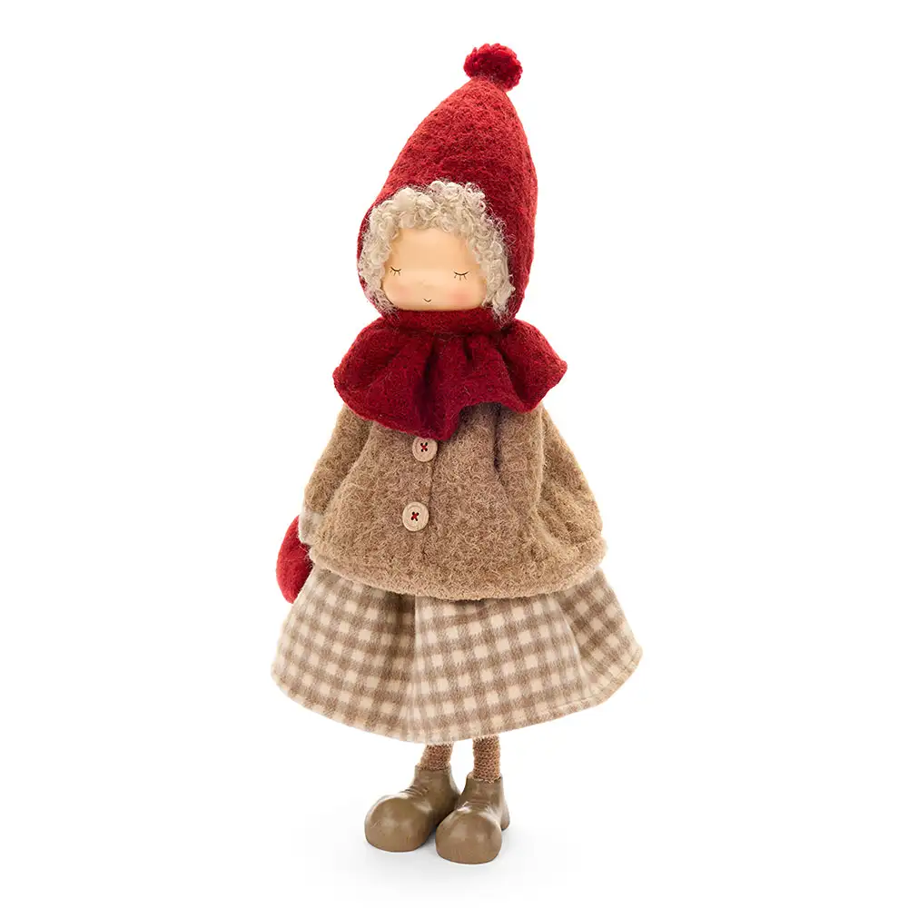Bambola natalizia ragazza con cuore in tessuto 20 x 17 x 47 cm