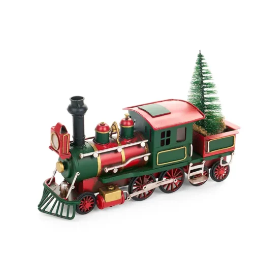 Treno natalizio in metallo con decori 27,5 x 9 x 17 cm - immagine 2