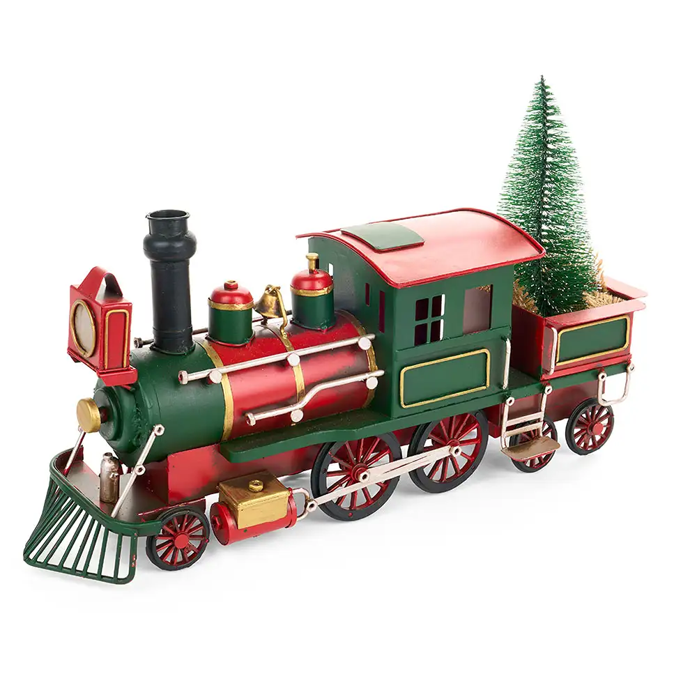 Treno natalizio in metallo con decori 41,5 x 13,5 x 29,5 cm - immagine 2