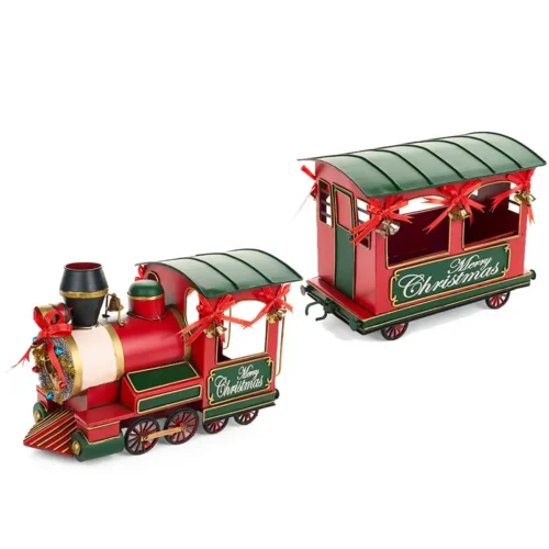 Alternative view of Set locomotiva e vagone natalizi in metallo 2 pezzi