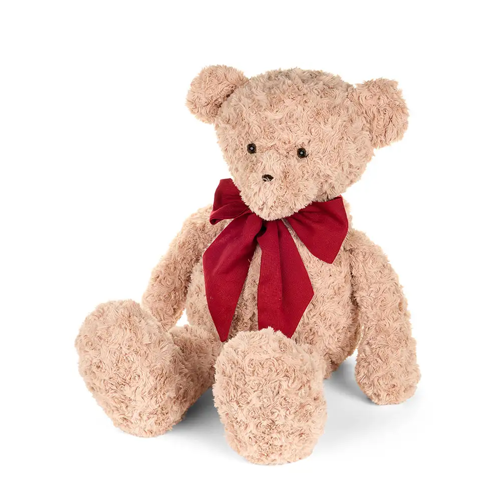 Peluche orso beige con fiocco rosso 40 cm