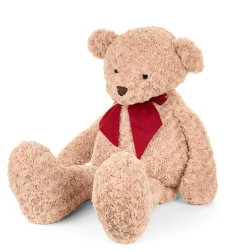 Peluche orso beige con fiocco rosso 60 cm - immagine 2