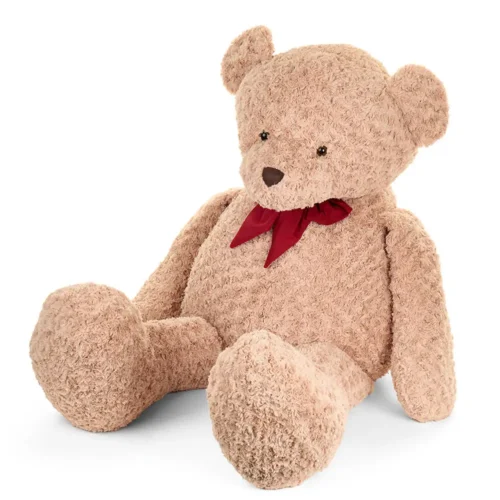 Peluche orso beige con fiocco rosso h 80 cm - immagine 2