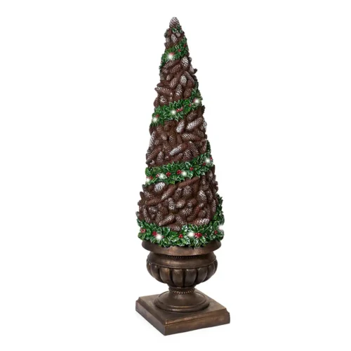 Albero decorativo di pigne in resina con LED h 145 cm - immagine 2