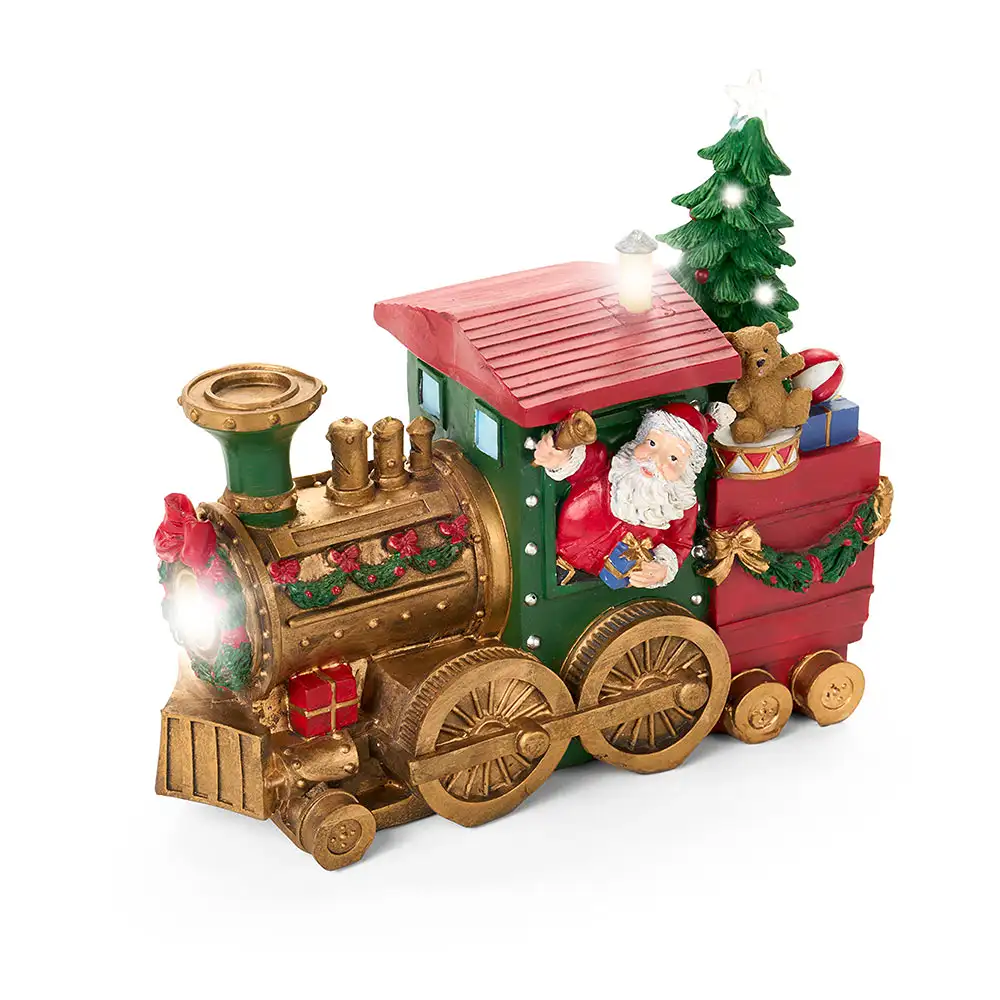 Locomotiva natalizia con Babbo Natale LED e musica 27 cm - immagine 2