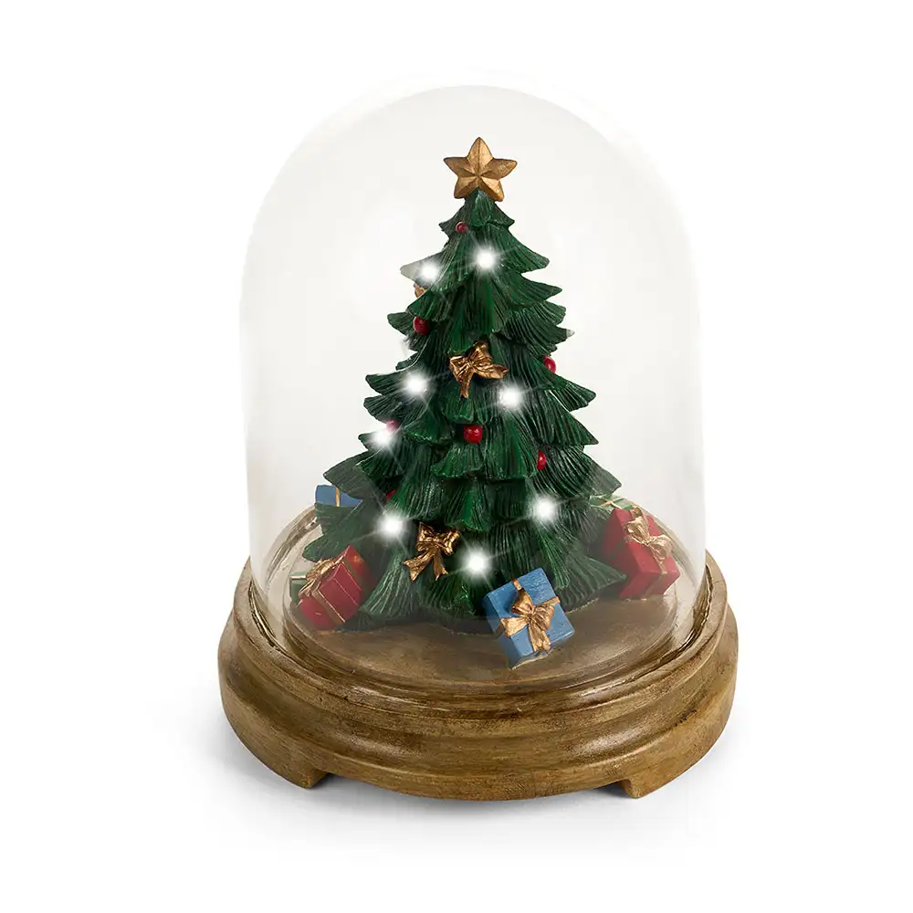 Albero di Natale con LED in cupola di vetro 31,7 cm