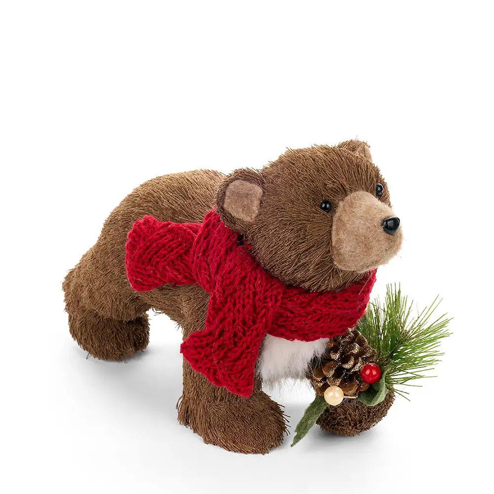Orso decorativo natalizio con sciarpa rossa e ghirlanda 31 x 14 x 19 cm