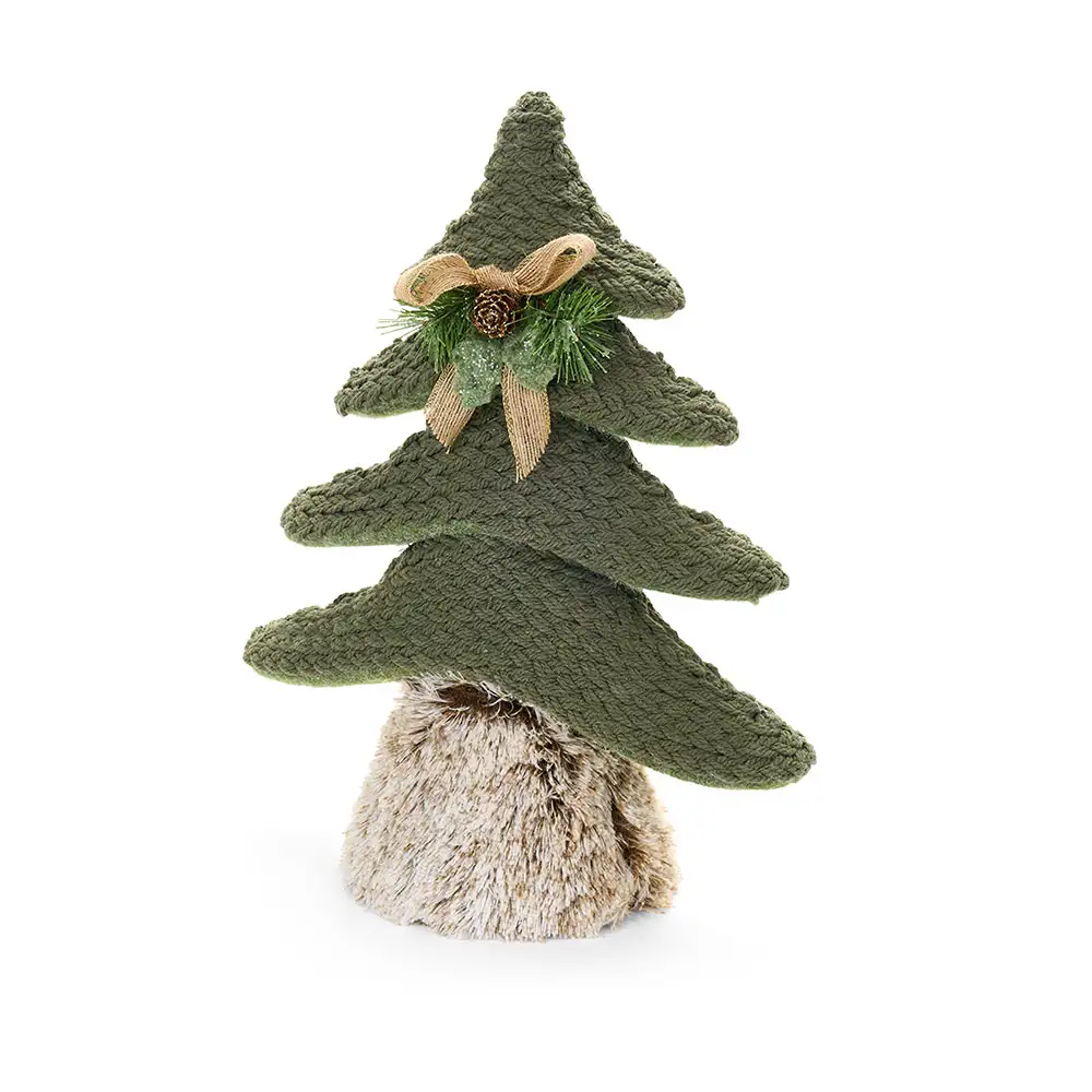 Albero di Natale in feltro con base in pelliccia h 44 cm
