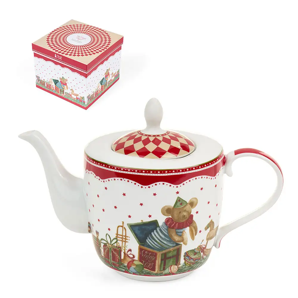 Teiera natalizia Vintage Toys in ceramica 1000 ml