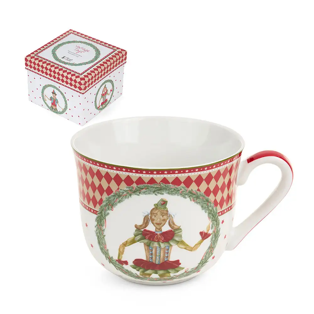 Tazza natalizia con burattini in ceramica 370 ml