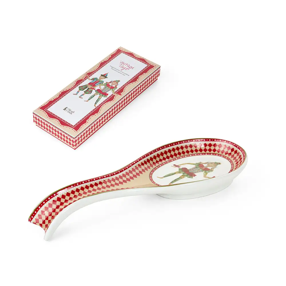 Poggiamestolo natalizio con burattina in ceramica 24 cm
