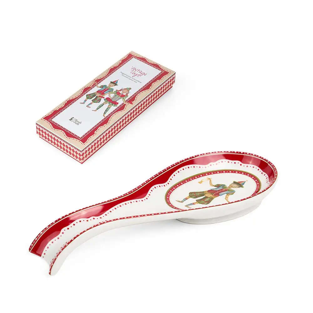 Poggiamestolo natalizio con burattino in ceramica 24 cm