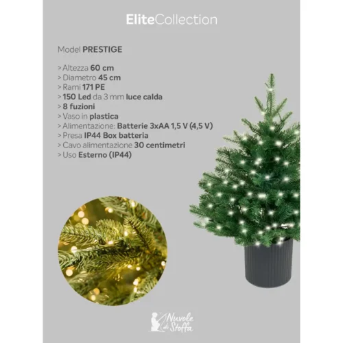 Sapin de Noël au toucher naturel en pot avec 50 LED h 60 cm – Image 3