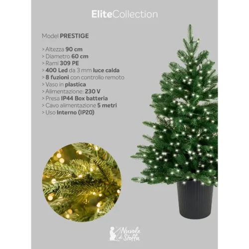Sapin de Noël effet naturel « real touch » en pot avec 100 LED et télécommande h 90 cm – Image 4