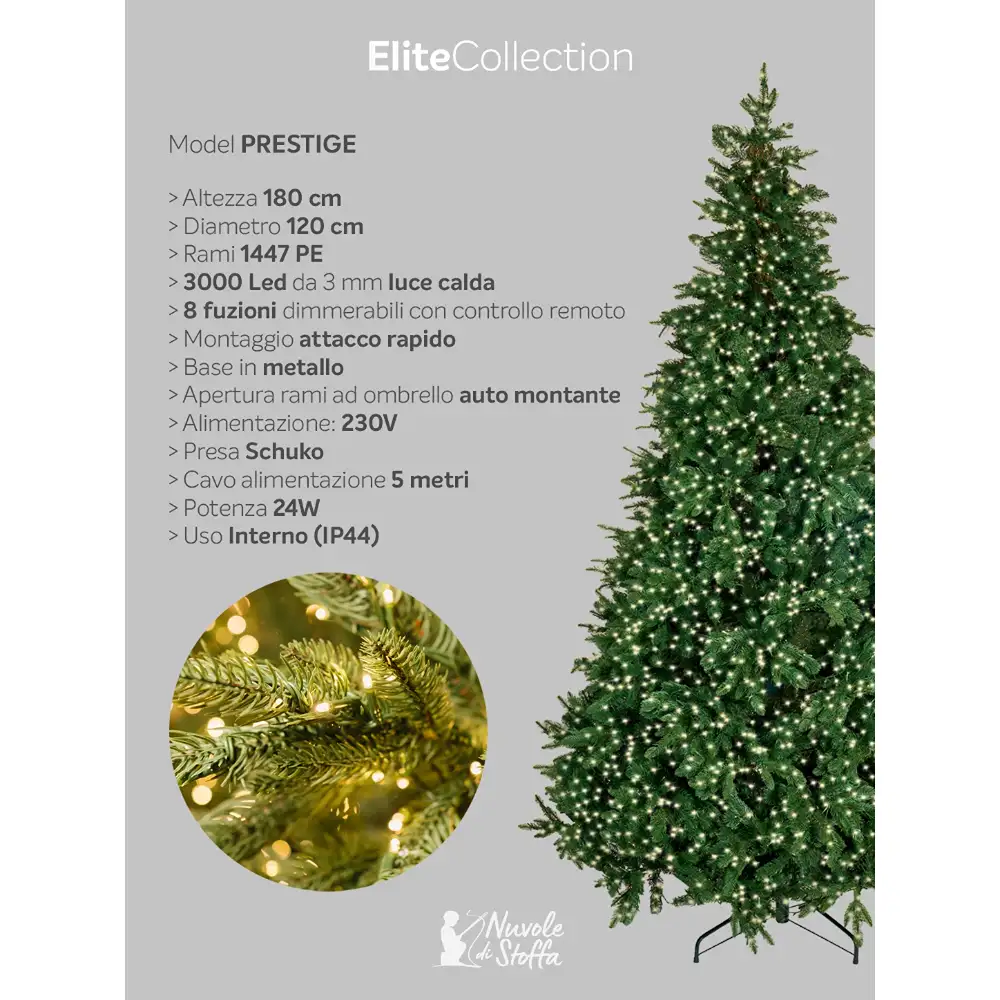 Sapin de Noël toucher naturel 3 000 LED avec télécommande h 180 cm – Image 8