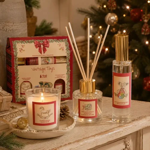 Set diffusore spray e candela Vintage Toys in vetro