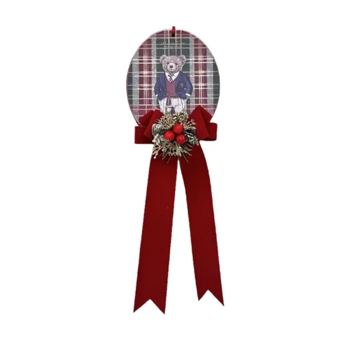 Alternative view of Medaglione Lord M tartan con fiocco e decoro floreale