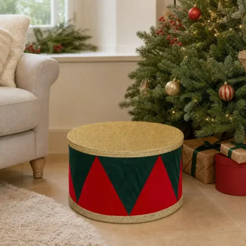 Tamburo decorativo natalizio in tessuto effetto velluto diametro 60 cm Nuvole di Stoffa in ambientazione lifestyle