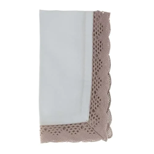 Serviette de table Blanc Mariclò avec dentelle beige 40x40 cm – Image 2