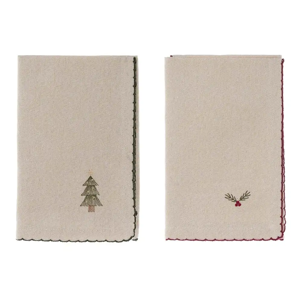 Blanc Mariclò Set 4 Tovaglioli natalizi Ricamati 40x40 cm - immagine 2