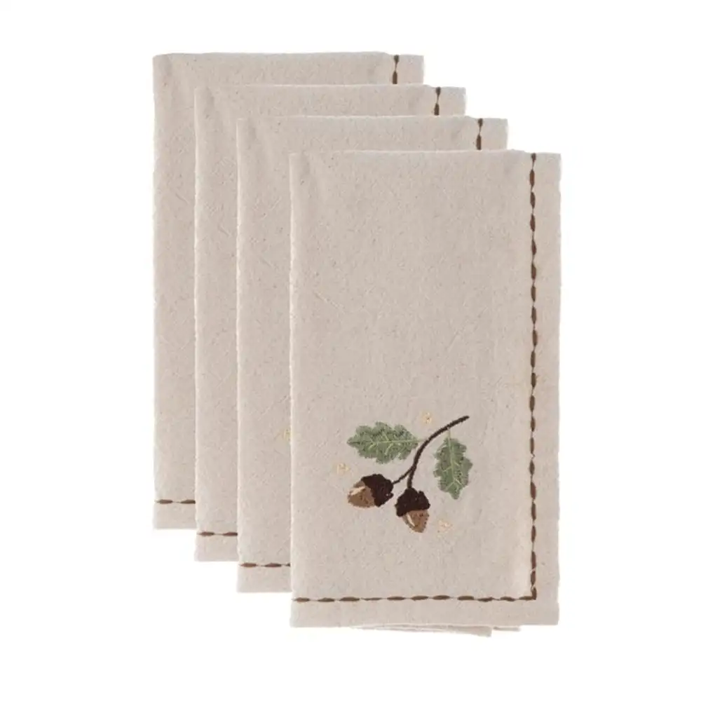 Blanc Mariclò Set 4 Tovaglioli Ghiande Ricamate 40x40 cm - immagine 2