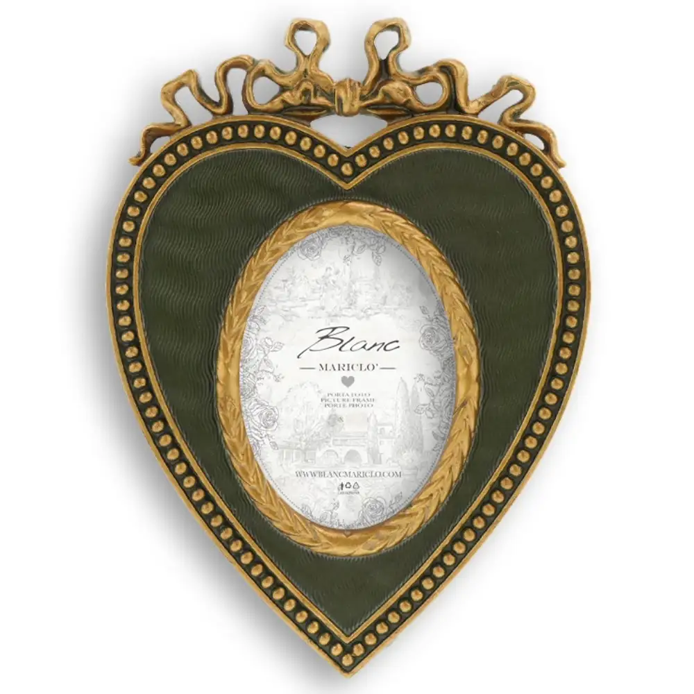 Blanc Mariclò Portafoto Cuore Vivienne Verde H 17 cm - immagine 2