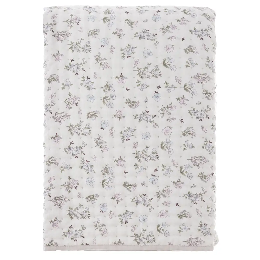 Blanc Mariclo Couette Double Hiver Fleuri avec Taies d’oreiller – Image 2